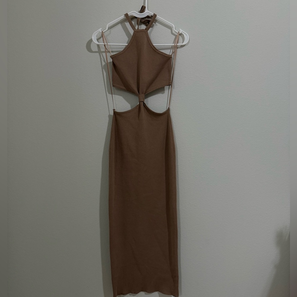 Windsor Brown Strapless Cut-Out Dress